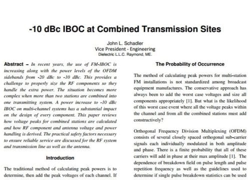 -10 dB IBOC at Combined Transmission Sites