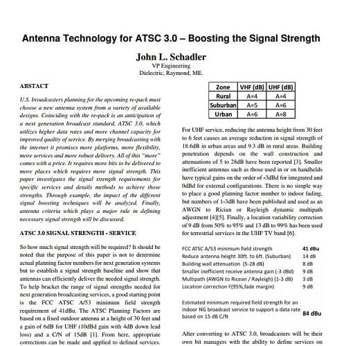 Antenna Technology for ATSC3.0 - Boosting the Signal Strength