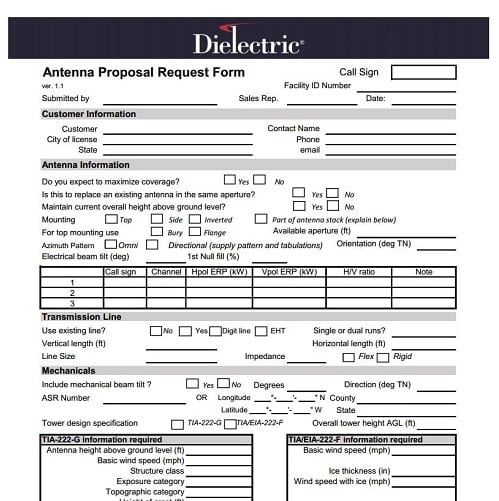 Customer Information Sheet (CIS) for Proposals