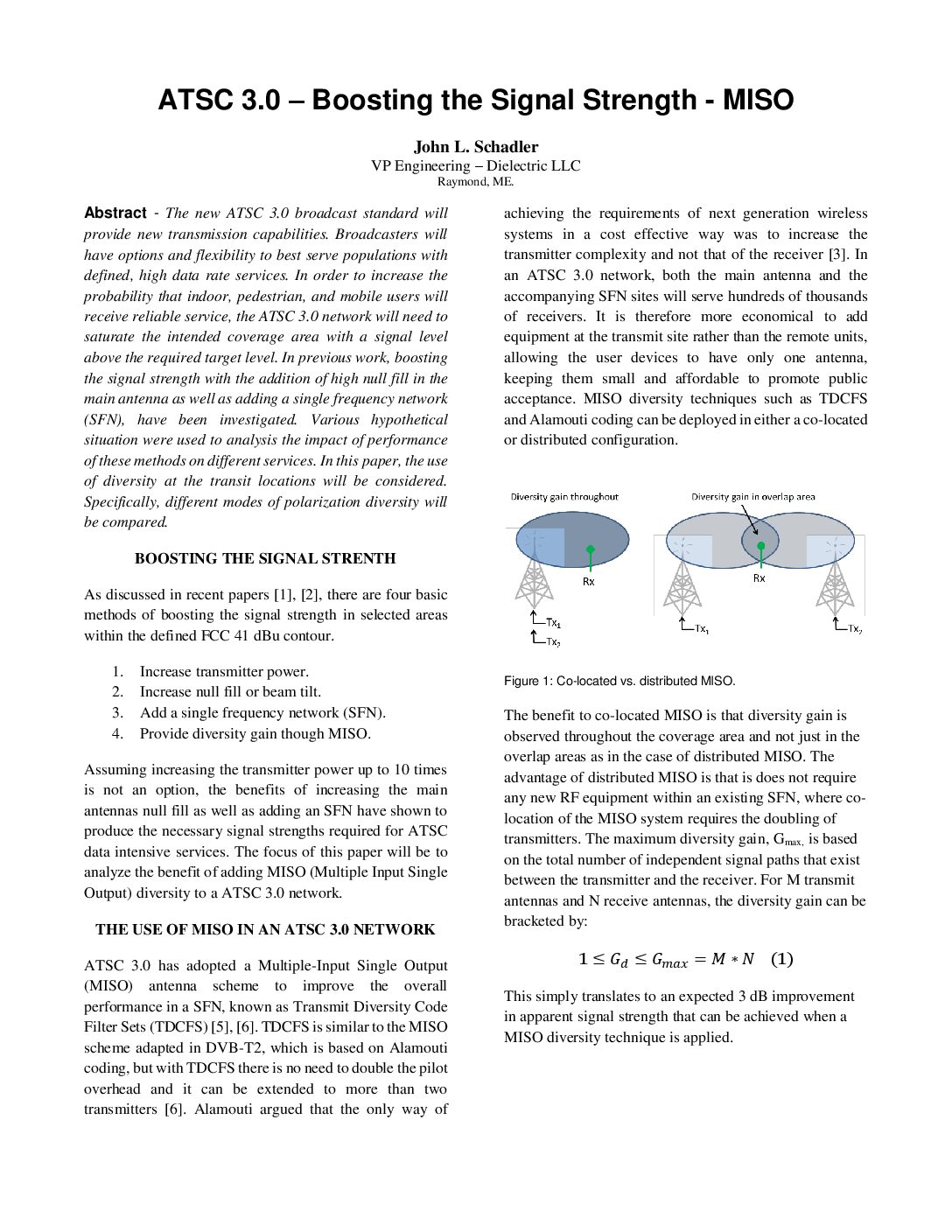 ATSC 3.0 - Boosting the Signal Strength - MISO