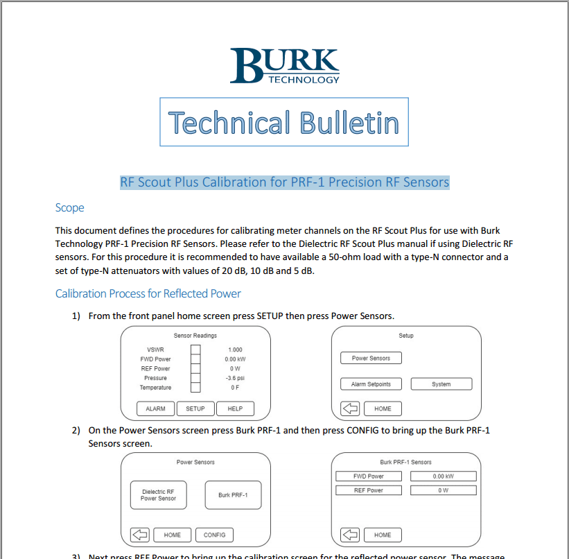 RF Scout Plus Calibration for PRF-1 (Burk) RF Sensors