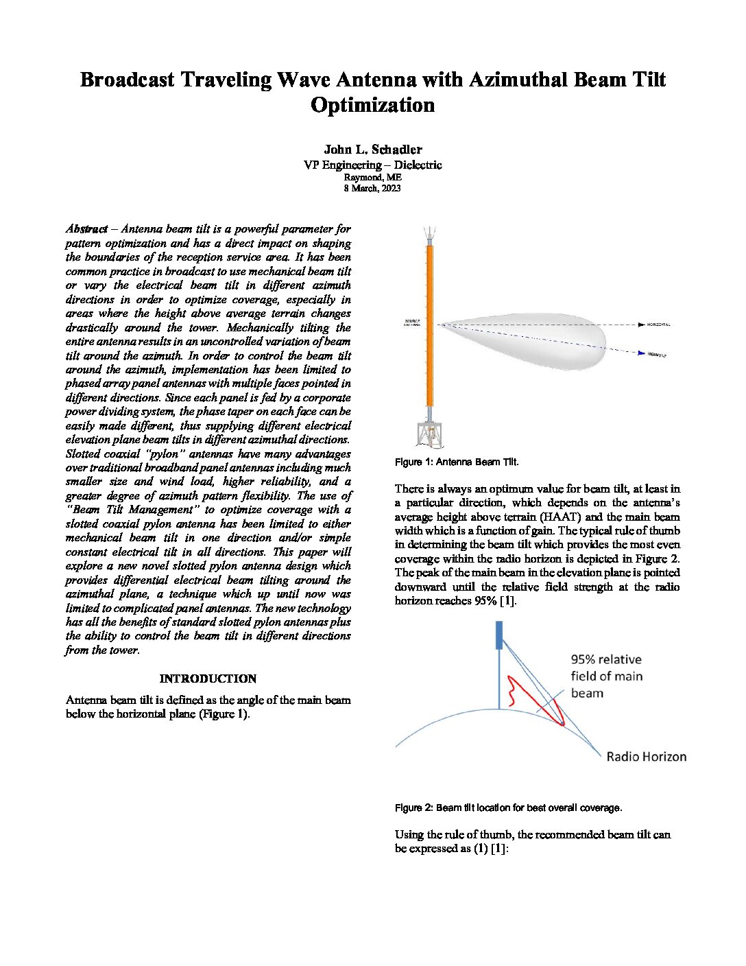 Broadcast Traveling Wave Antenna with Azimuthal Beam Tilt Optimization